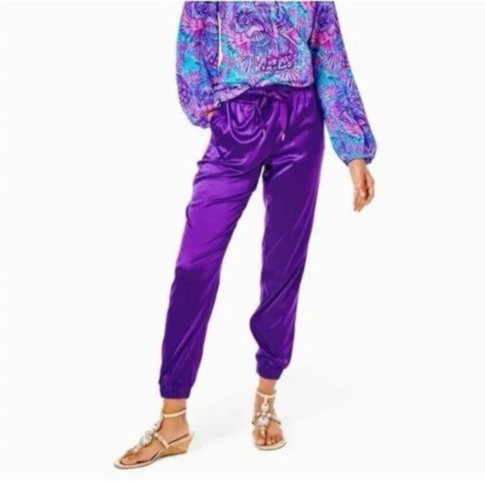 Lilly Pulitzer Julissa Violet Satin Jogger Pants